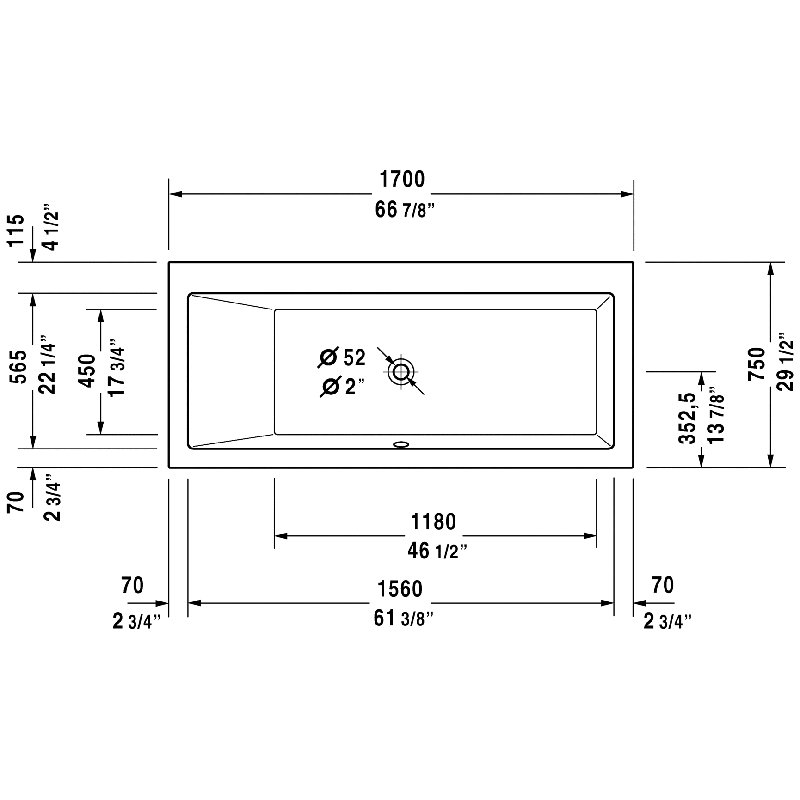 Duravit Vero 67" x 30" Undermount Soaking Acrylic Bathtub Wayfair